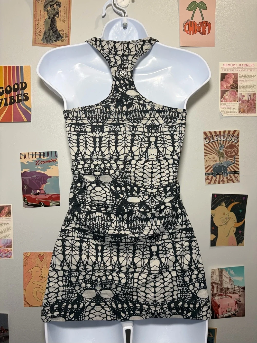 lululemon athletica Black and White Lace-Style Racerback Tank